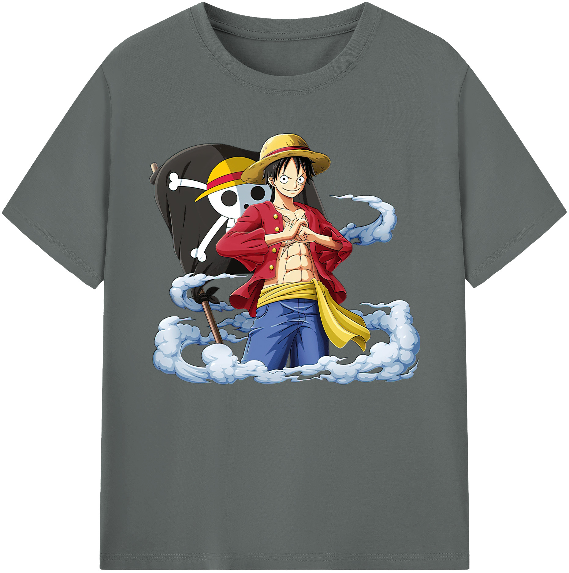 ワンピース モンキー・D・ルフィ ONE PIECE Monkey D. Luffy 綿100％ メンズ半袖Tシャツ｜肌触りやわらか＆通気性